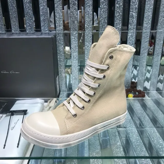 Beige White Canvas Upper Zipper Closure Ankle Boots 9