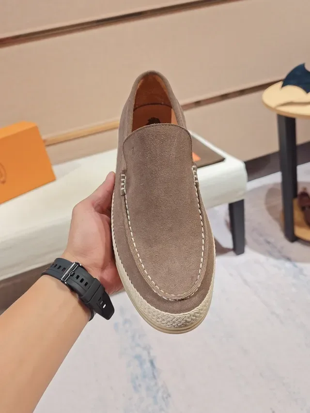 Beige White Suede Upper Espadrille Sole Loafer 5