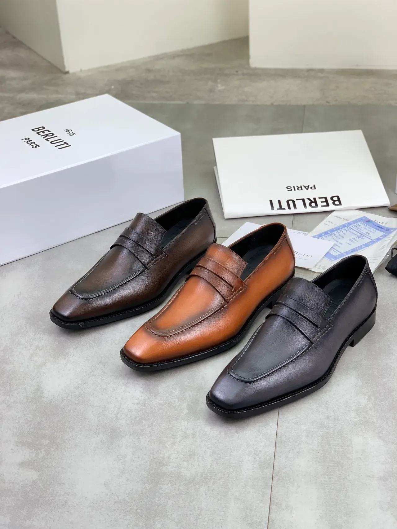Berluti Brown Black Penny Square Toe Loafer 3