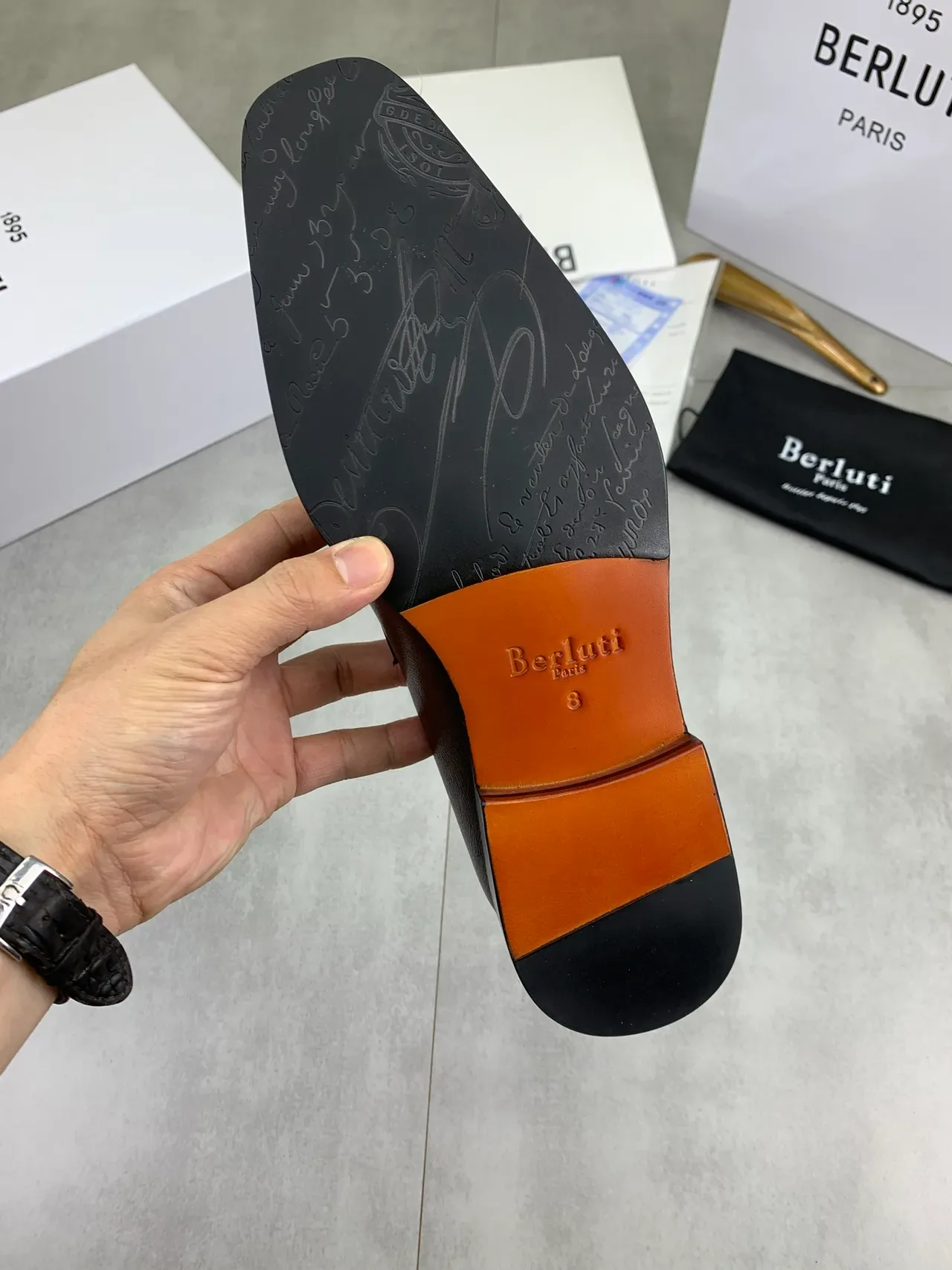 Berluti Brown Black Penny Square Toe Loafer 4