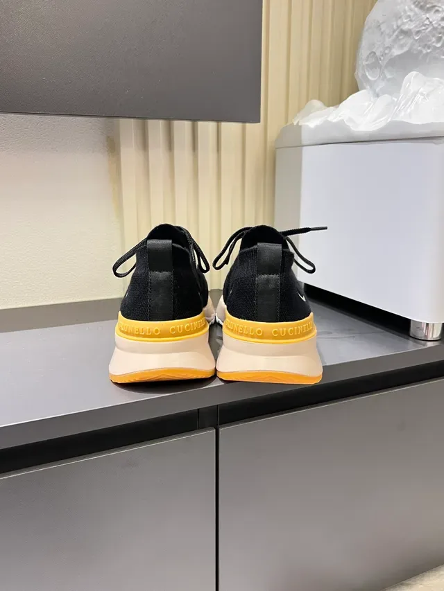 Black and Beige Knit Lifestyle Sneakers 2