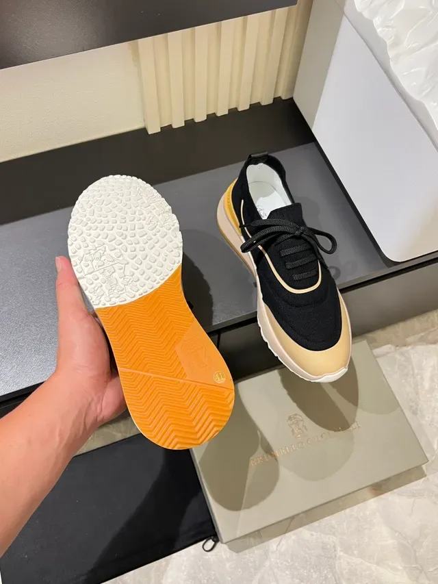 Black and Beige Knit Lifestyle Sneakers 4