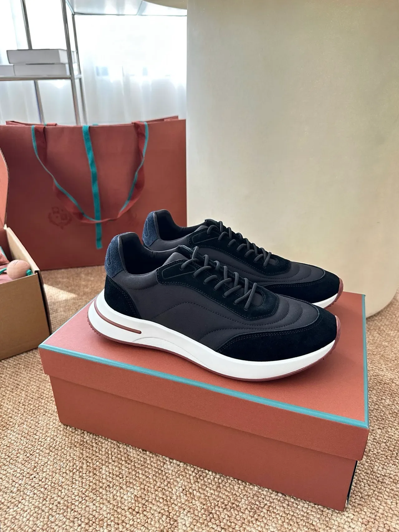 Black and Brown Mixed-Material Lifestyle Sneakers 4