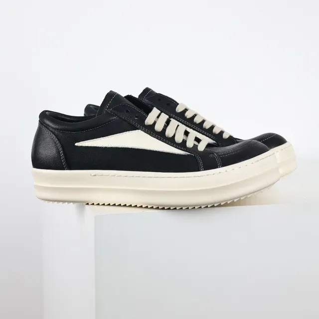 Black and Cream Minimalist Platform Leather Sneaker 3