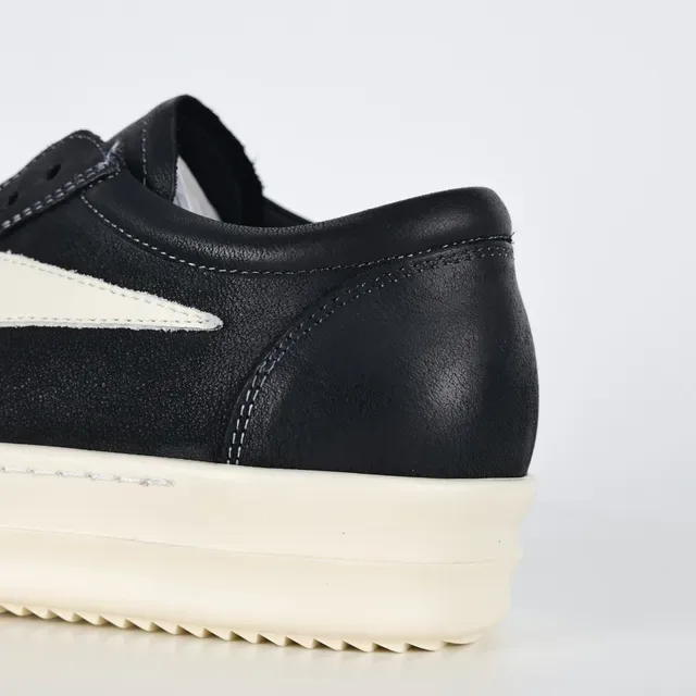 Black and Cream Minimalist Platform Leather Sneaker 4