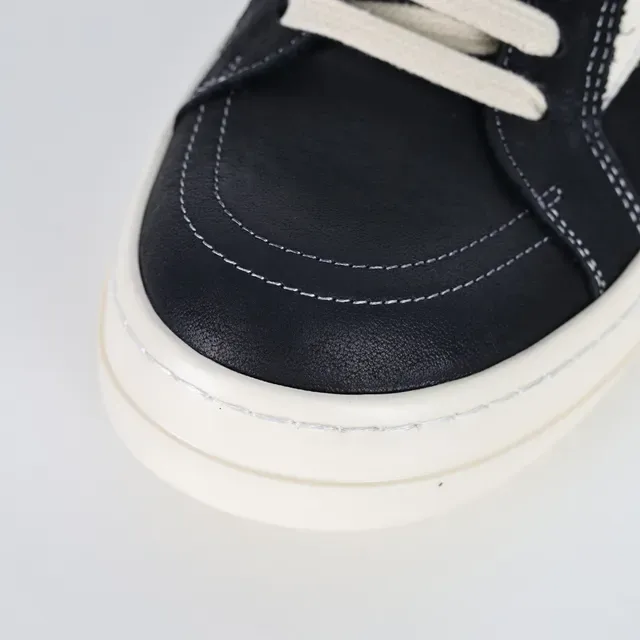Black and Cream Minimalist Platform Leather Sneaker 5