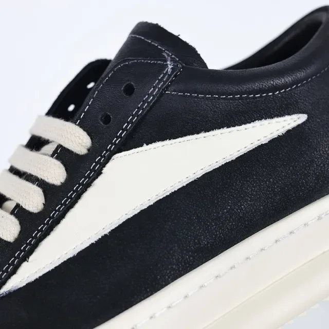 Black and Cream Minimalist Platform Leather Sneaker 6