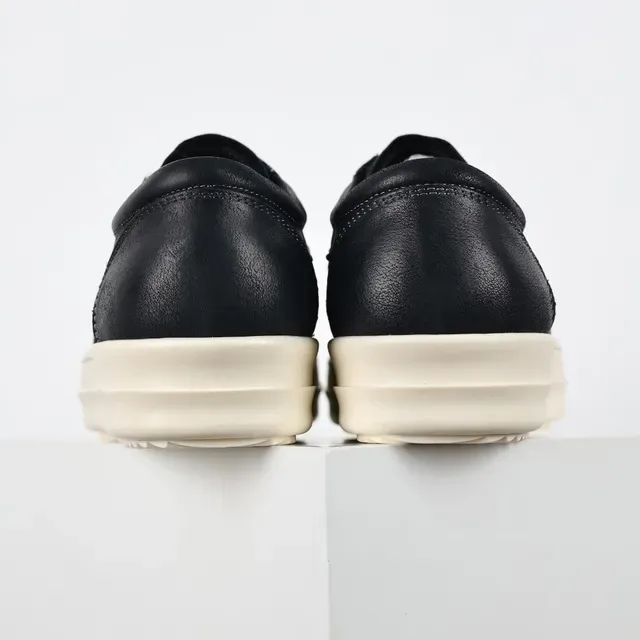 Black and Cream Minimalist Platform Leather Sneaker 8