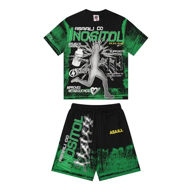 Black and Green Graphic-Print Oversized T-Shirt 4