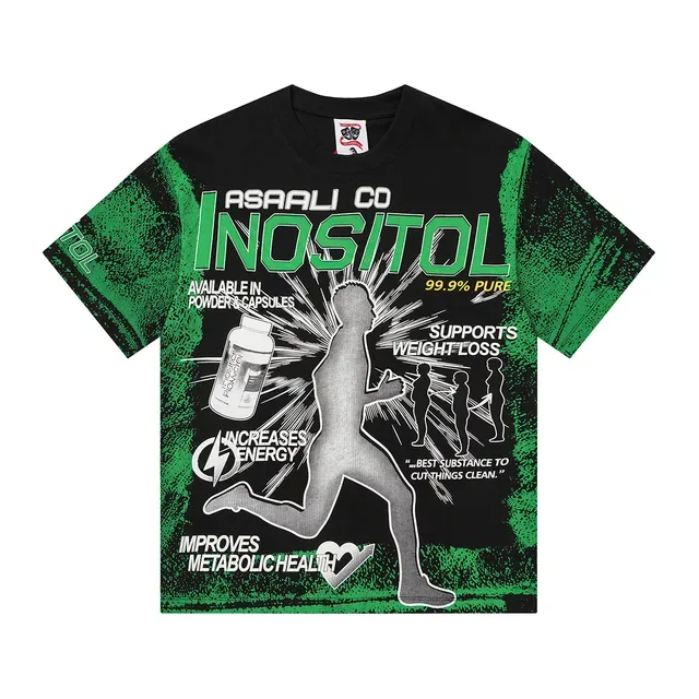 Black and Green Graphic-Print Oversized T-Shirt 9