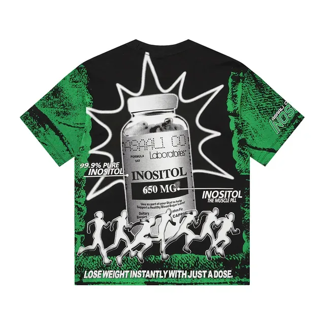 Black and Green Graphic-Print Oversized T-Shirt 10