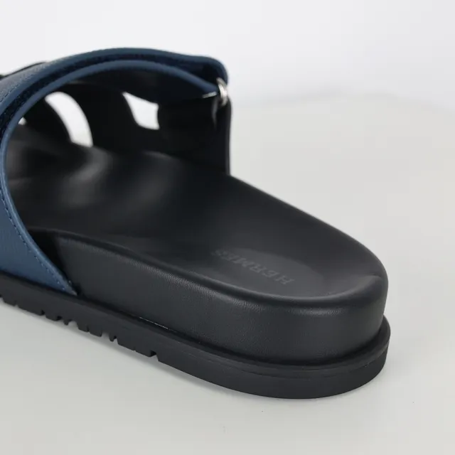 Black and Navy Dual-Strap Slide Casual Sandals 4