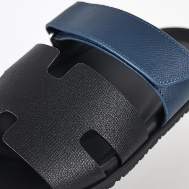 Black and Navy Dual-Strap Slide Casual Sandals 6