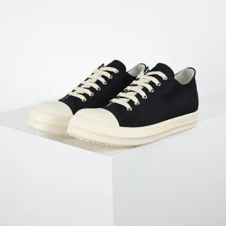 Tênis lifestyle de lona preto e off-white de cano baixo