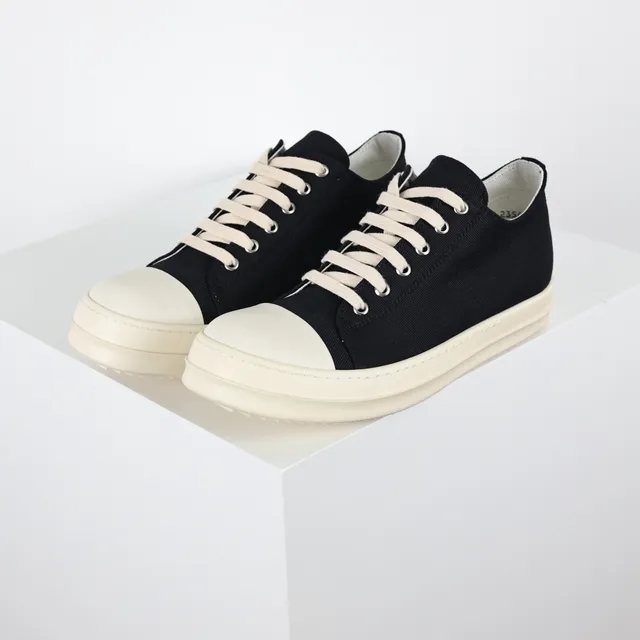 Black and Off-White Canvas Low-Top Lifestyle Sneakers 2