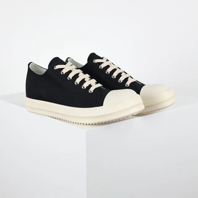Black and Off-White Canvas Low-Top Lifestyle Sneakers 3
