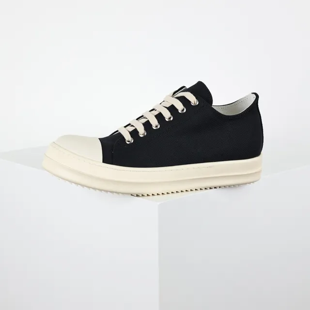 Black and Off-White Canvas Low-Top Lifestyle Sneakers 9