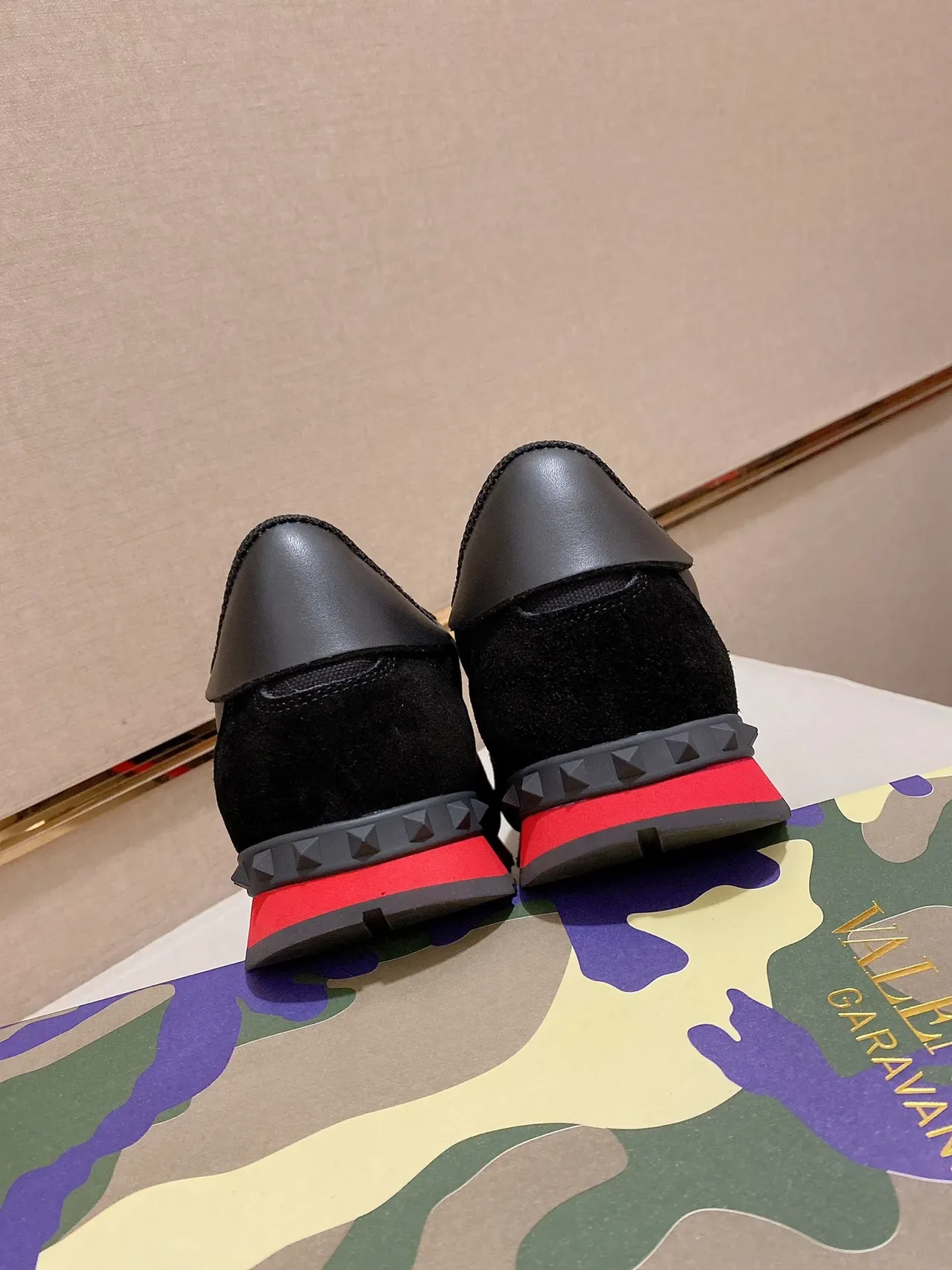 Black and Red Camo-Accent Lifestyle Sneaker 4
