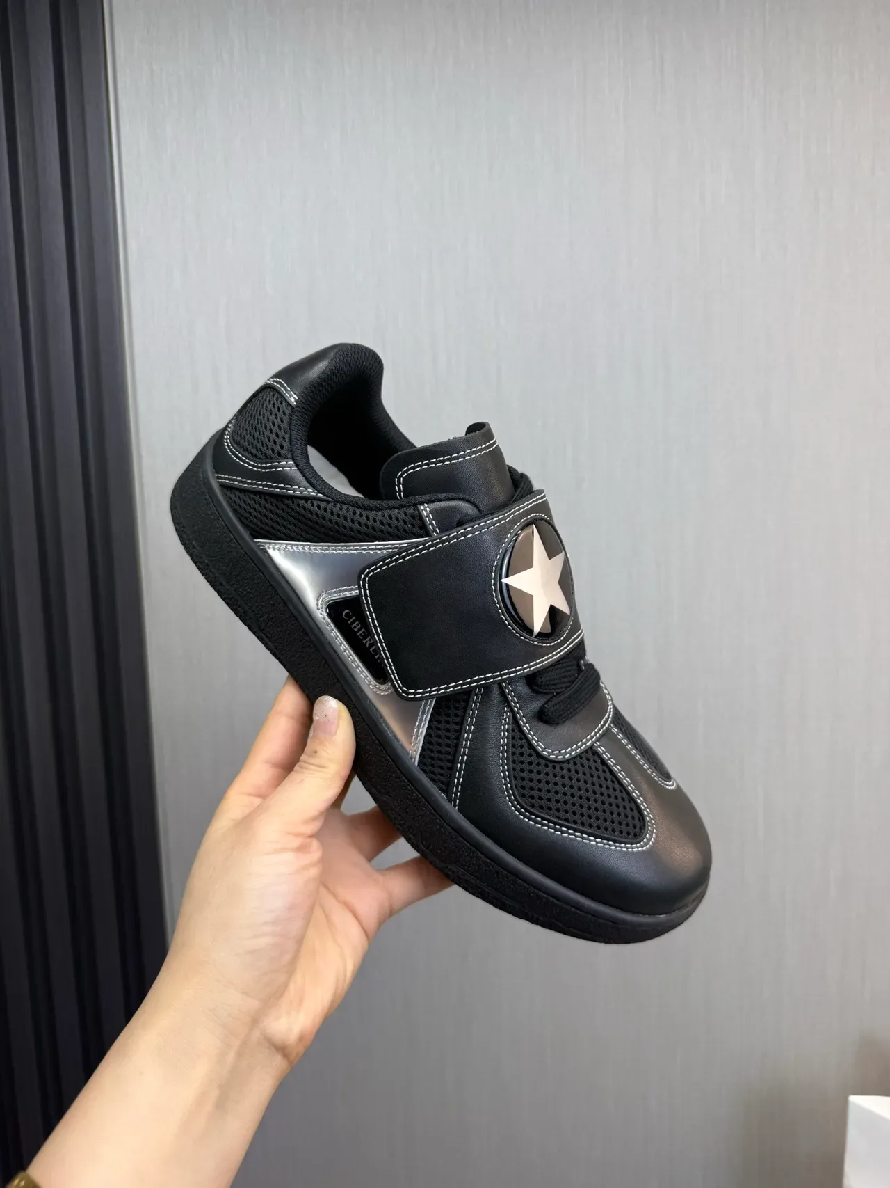 Black and Silver Star Strap Lifestyle Sneaker 8