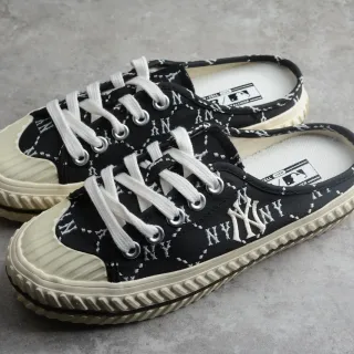 Black and White NY Monogram Lace-Up Slip-On Canvas Shoes