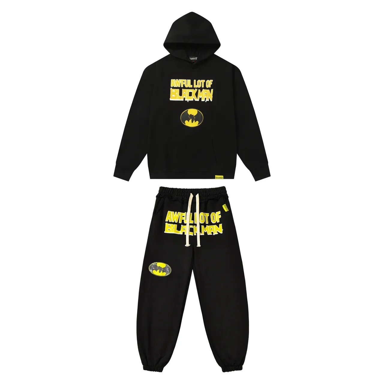 Black and Yellow Graphic Print Oversized Hoodie and Jogger Tracksuit 2