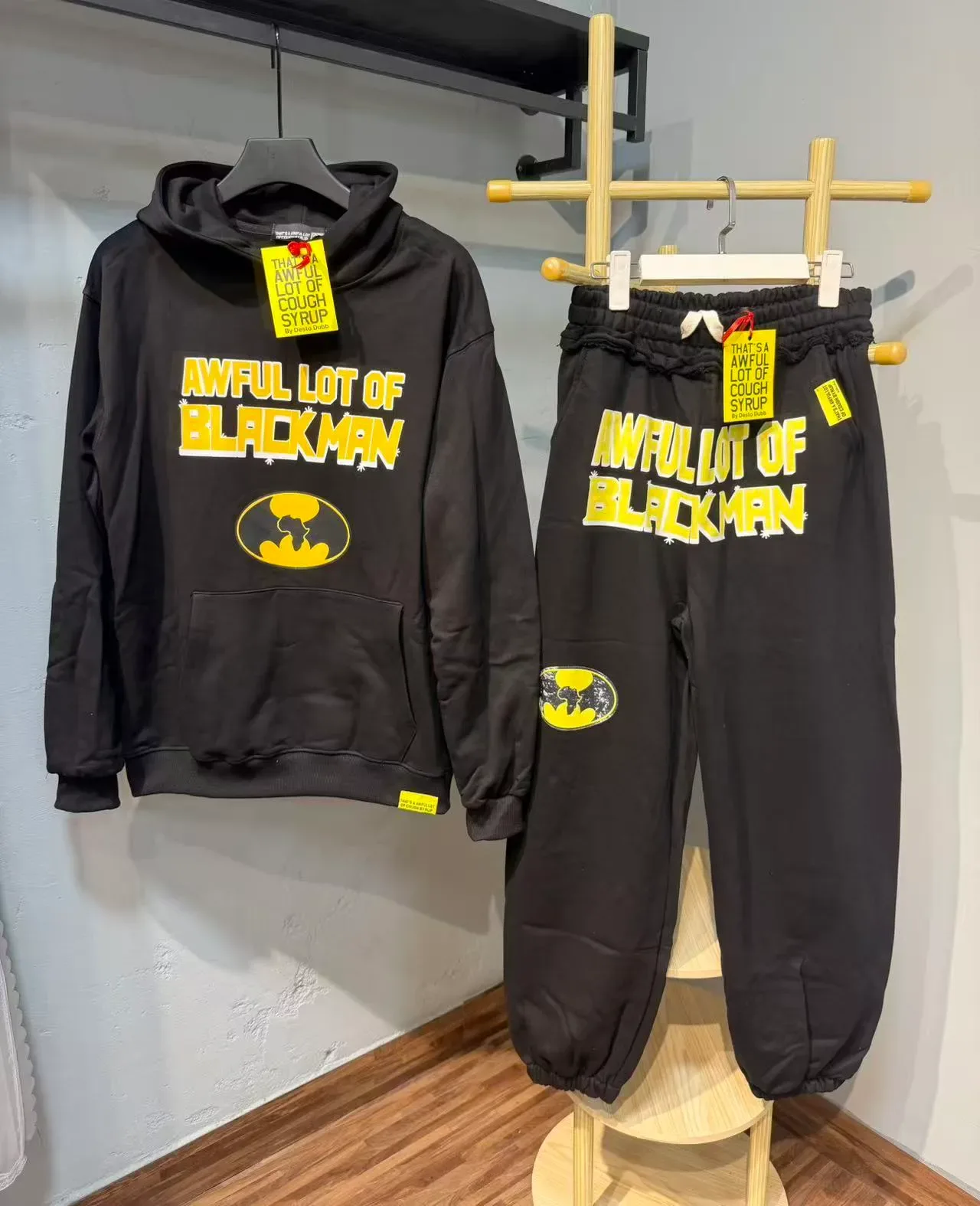 Black and Yellow Graphic Print Oversized Hoodie and Jogger Tracksuit 3
