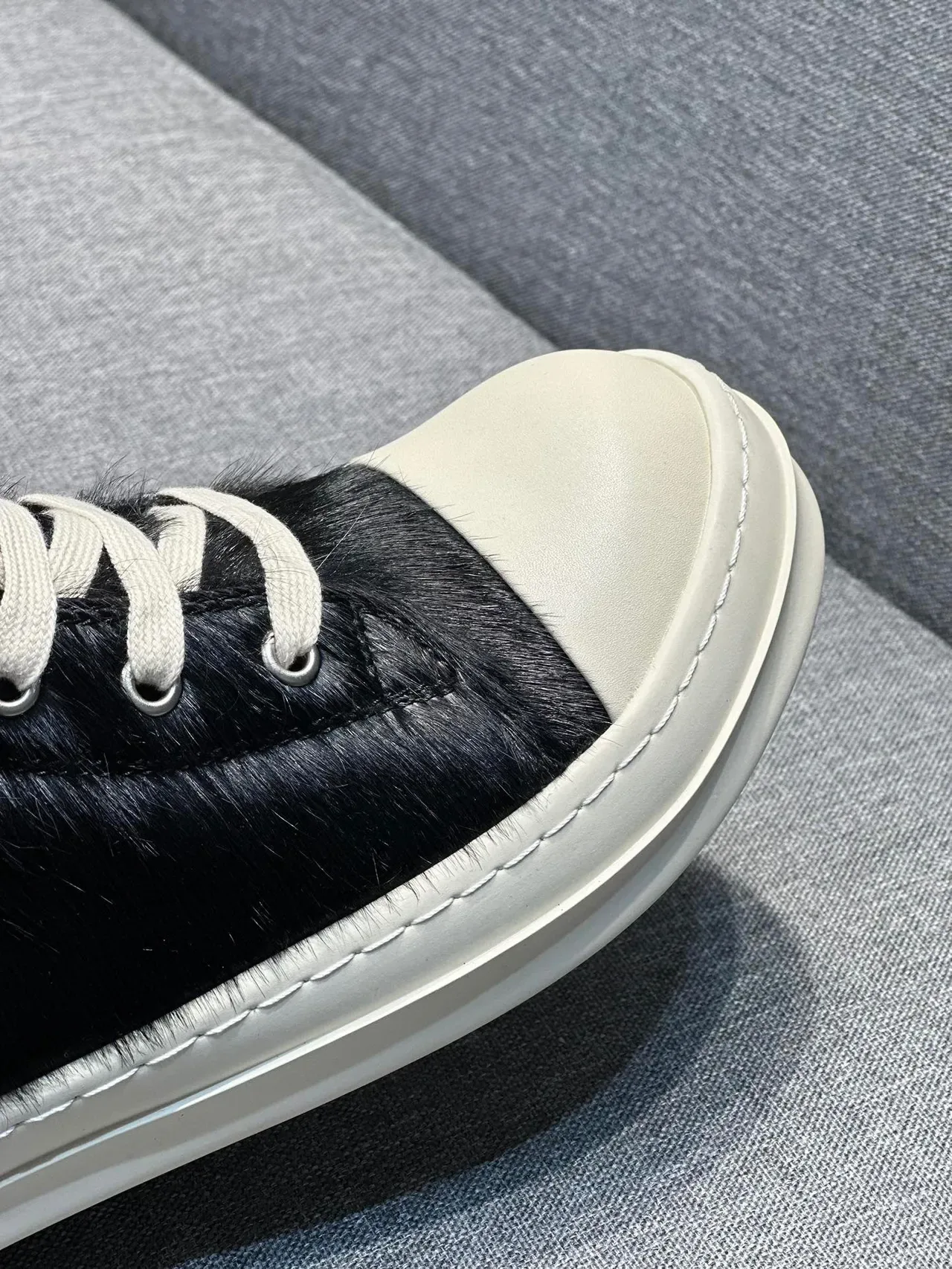 Black Beige High-Top Hair-On-Hide Upper Sneakers 3