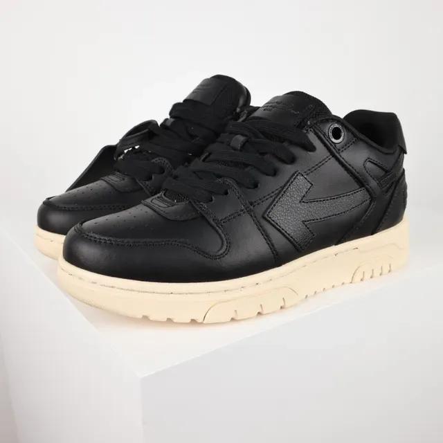 Black Beige Leather Upper Off-White Chunky Midsole Sneakers 2