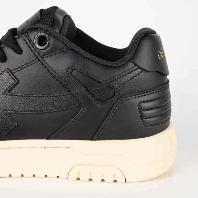 Black Beige Leather Upper Off-White Chunky Midsole Sneakers 4