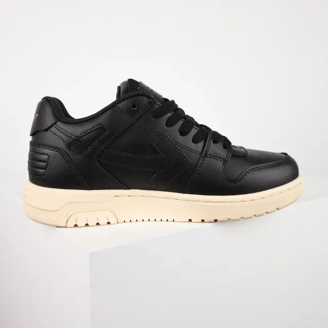 Black Beige Leather Upper Off-White Chunky Midsole Sneakers 7