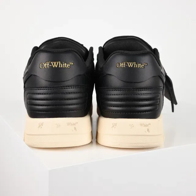 Black Beige Leather Upper Off-White Chunky Midsole Sneakers 8