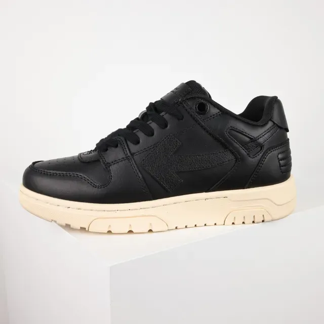 Black Beige Leather Upper Off-White Chunky Midsole Sneakers 9