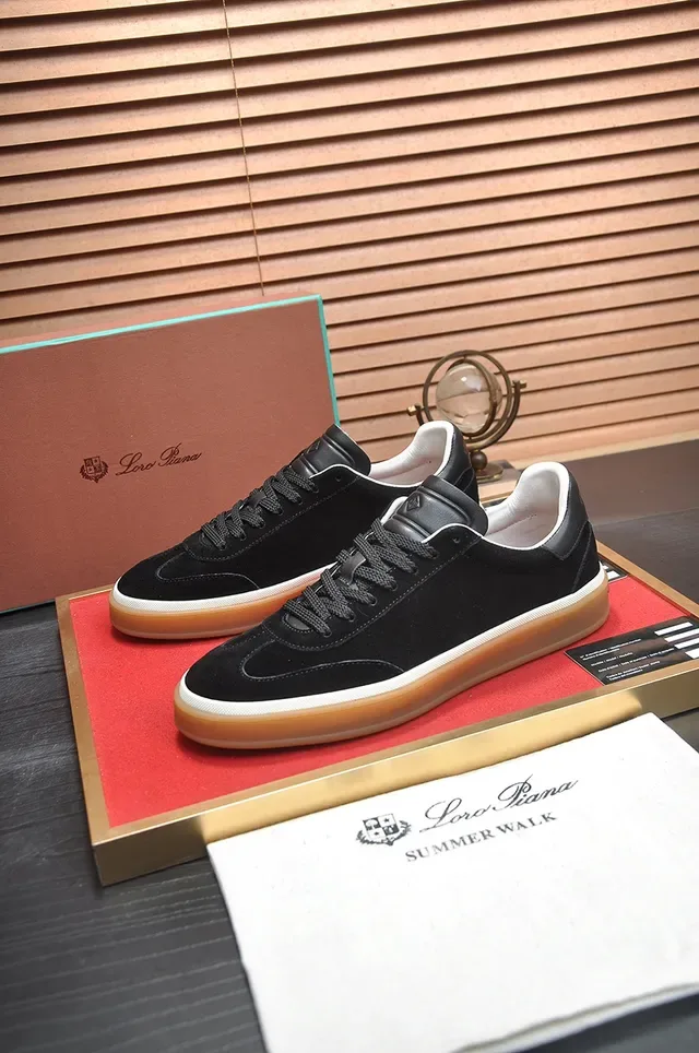 Black Beige Suede Upper Gum Rubber Sole Sneakers 4