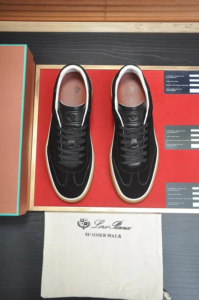 Black Beige Suede Upper Gum Rubber Sole Sneakers 5