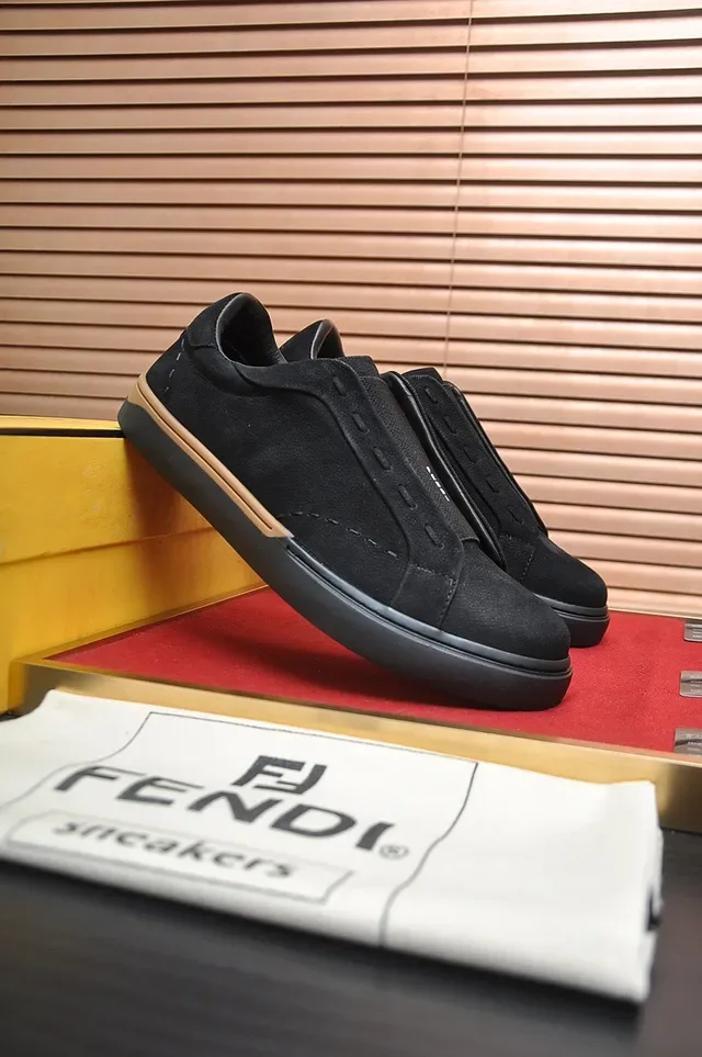 Black Beige Suede Upper Slip-On Construction Sneakers 3