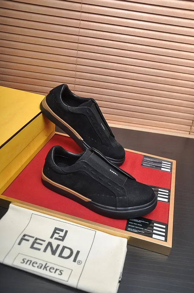 Black Beige Suede Upper Slip-On Construction Sneakers 6