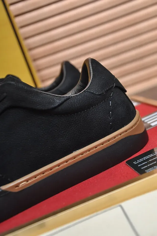 Black Beige Suede Upper Slip-On Construction Sneakers 9