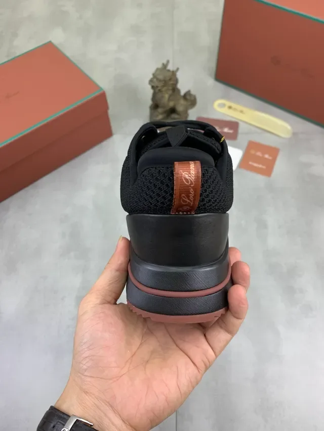 Black Brown Knit Upper Flat Lacing System Sneakers 3