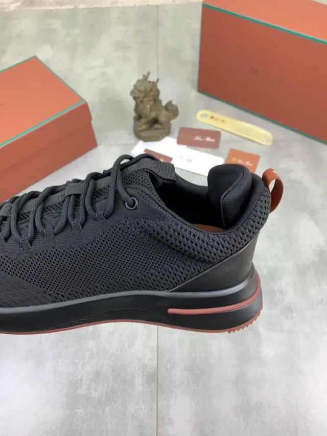 Black Brown Knit Upper Flat Lacing System Sneakers 4