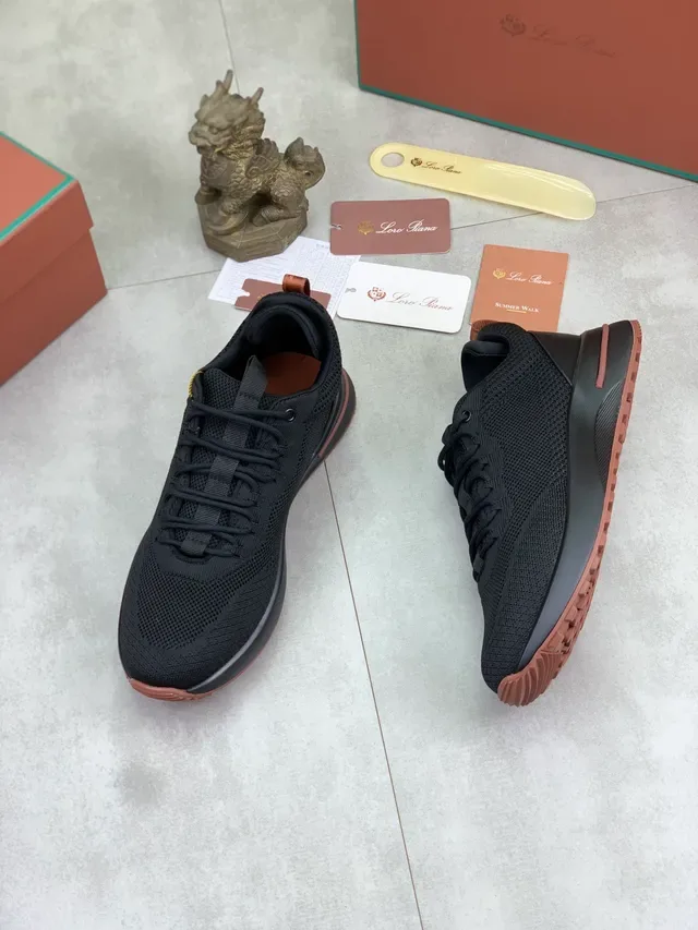 Black Brown Knit Upper Flat Lacing System Sneakers 6