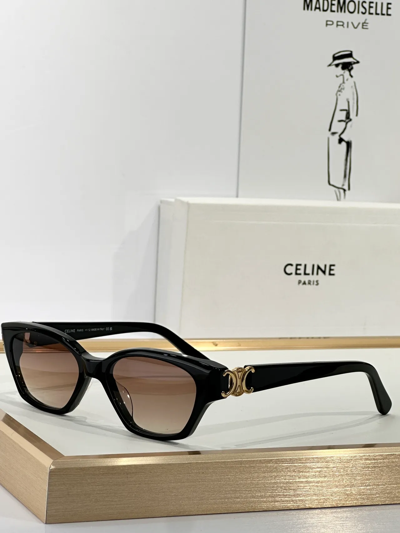 Black Cat-Eye Gradient Brown Lens Sunglasses 3