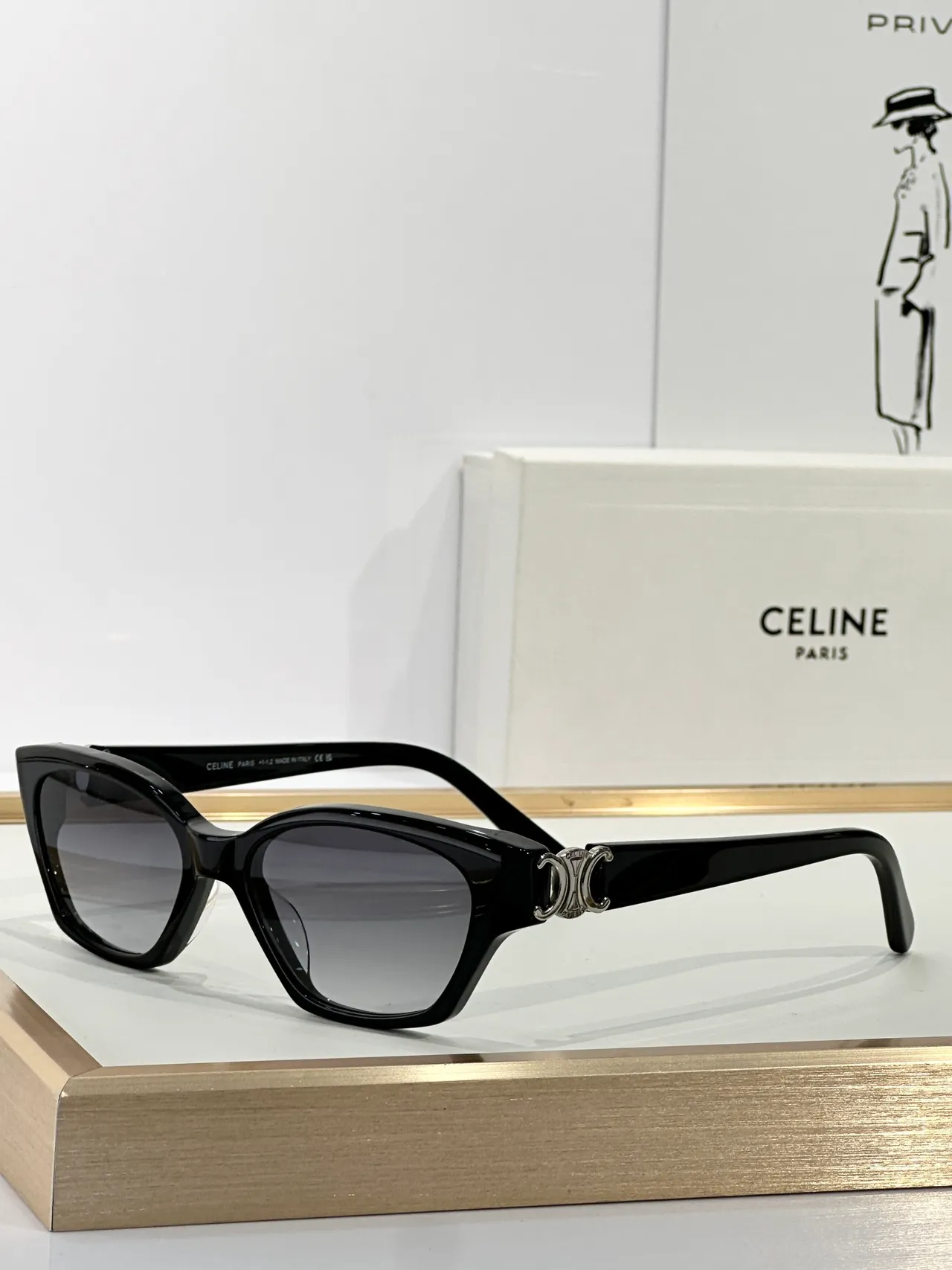 Black Cat-Eye Gradient Brown Lens Sunglasses 8