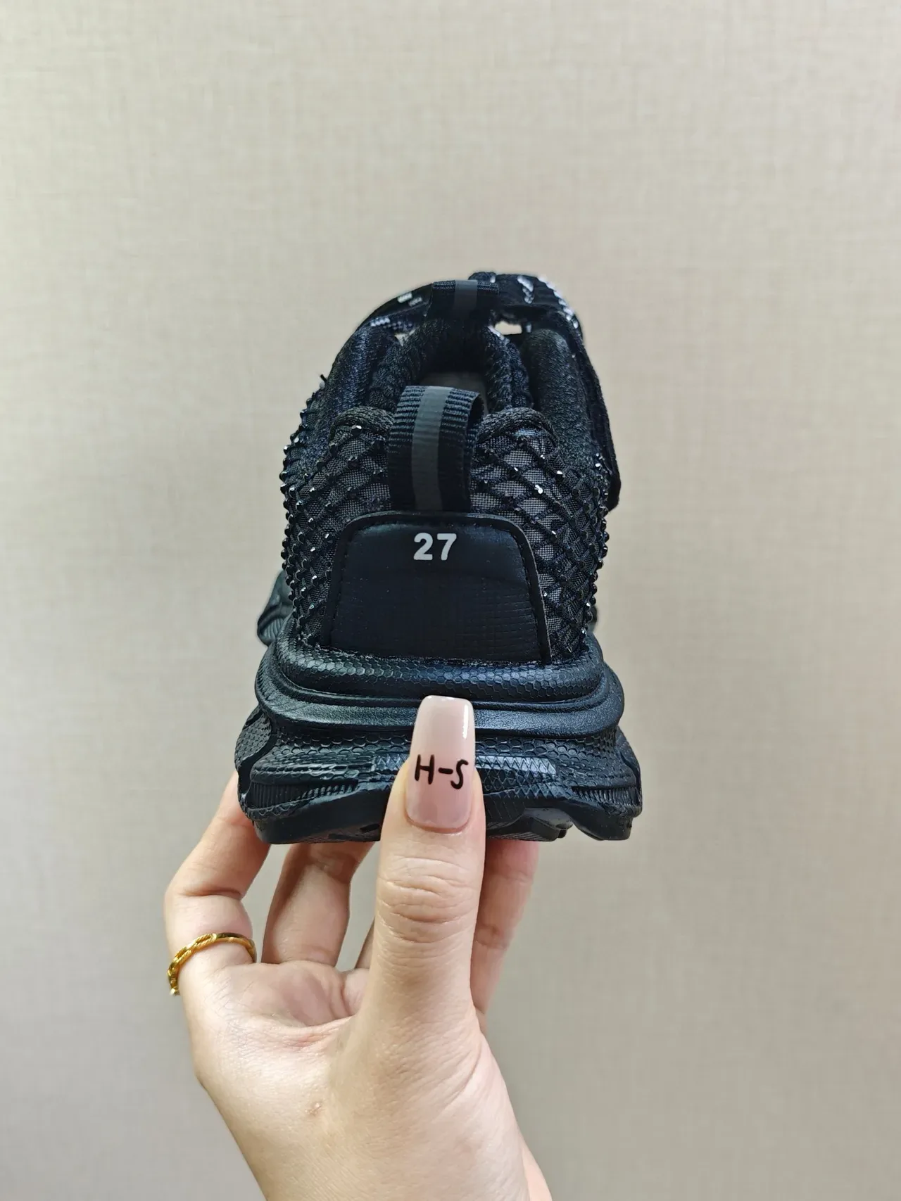 Black Chunky Sole Woven Mesh Upper Sneakers 7