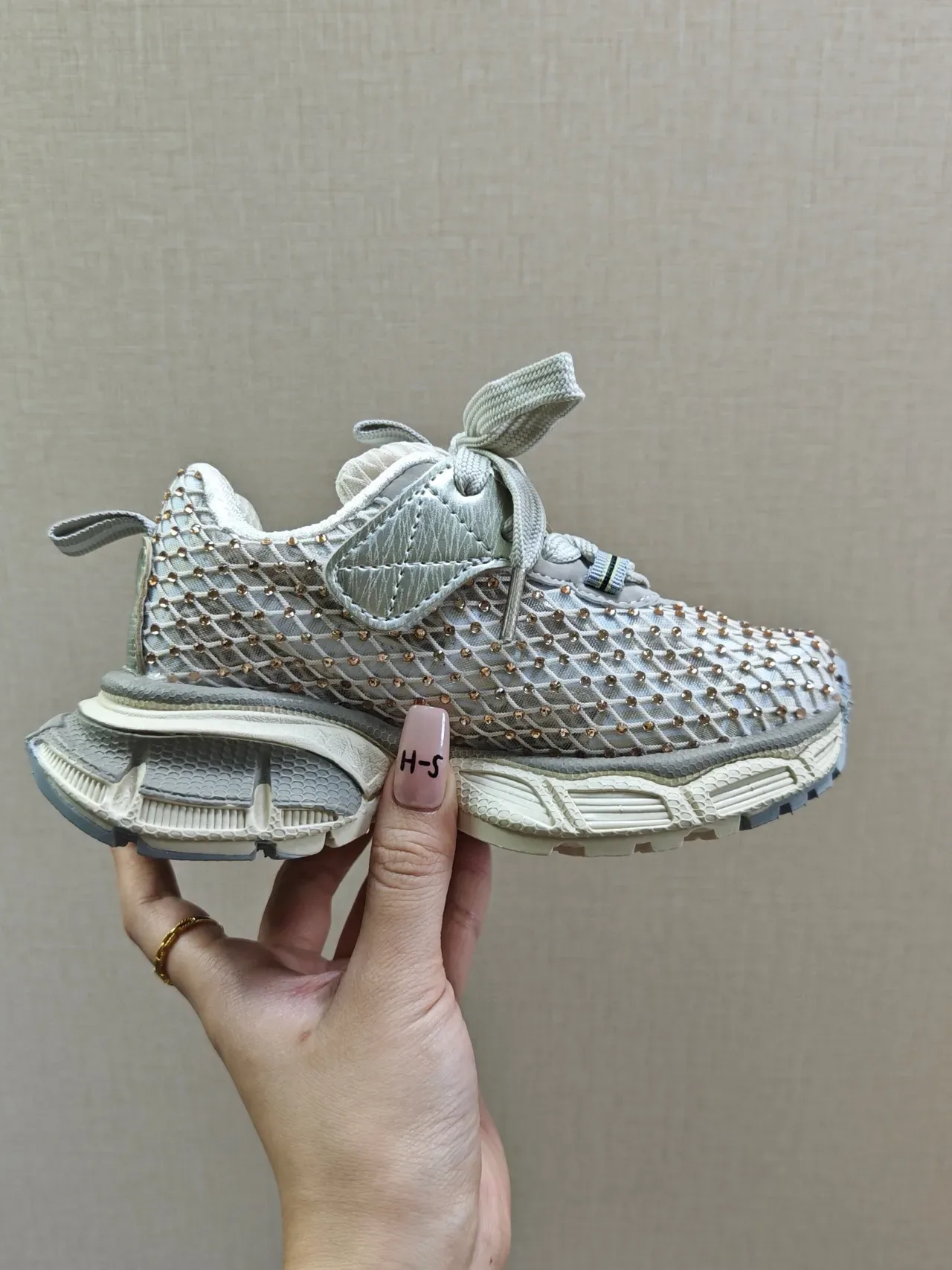 Black Chunky Sole Woven Mesh Upper Sneakers 14