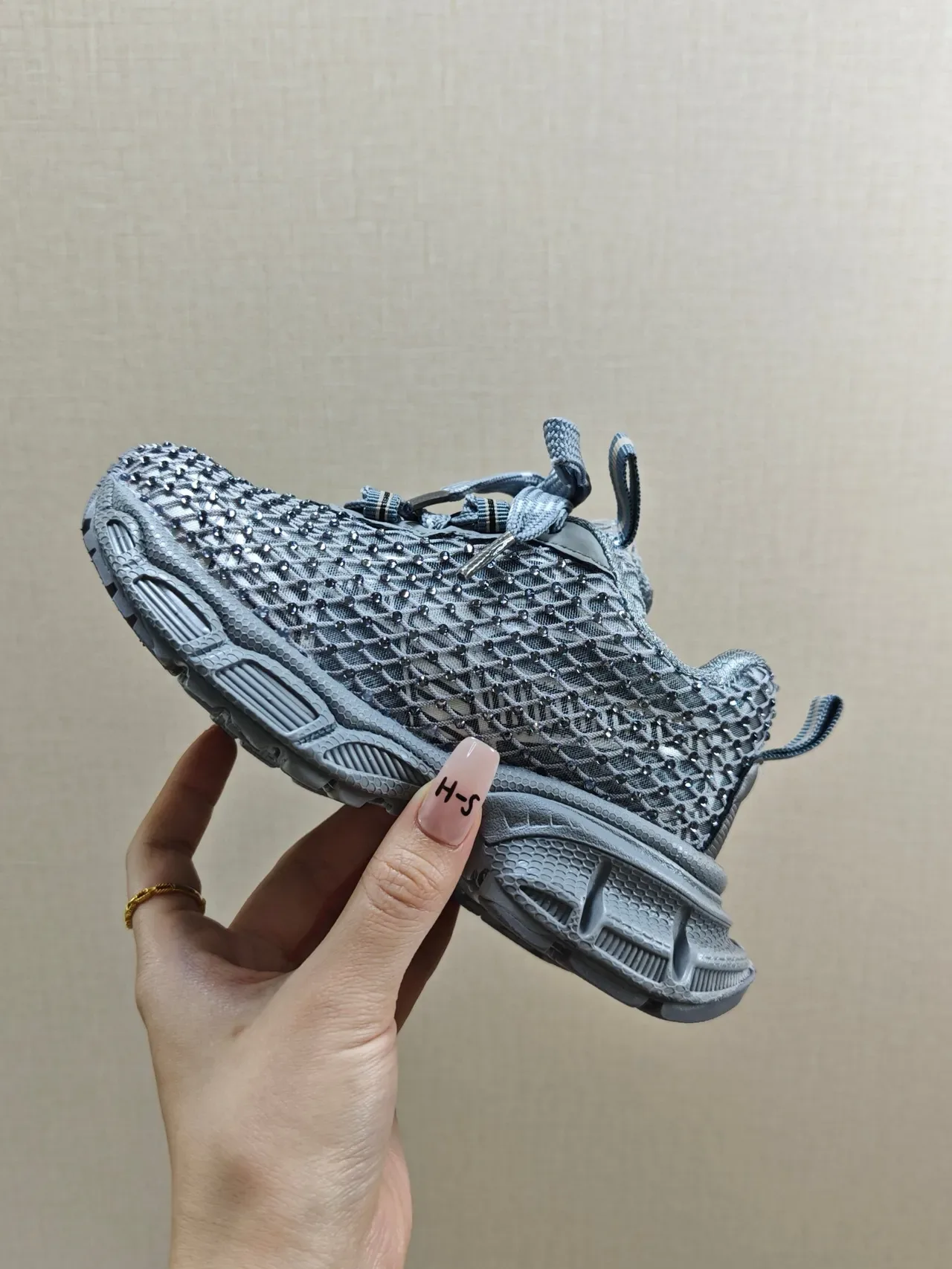 Black Chunky Sole Woven Mesh Upper Sneakers 22