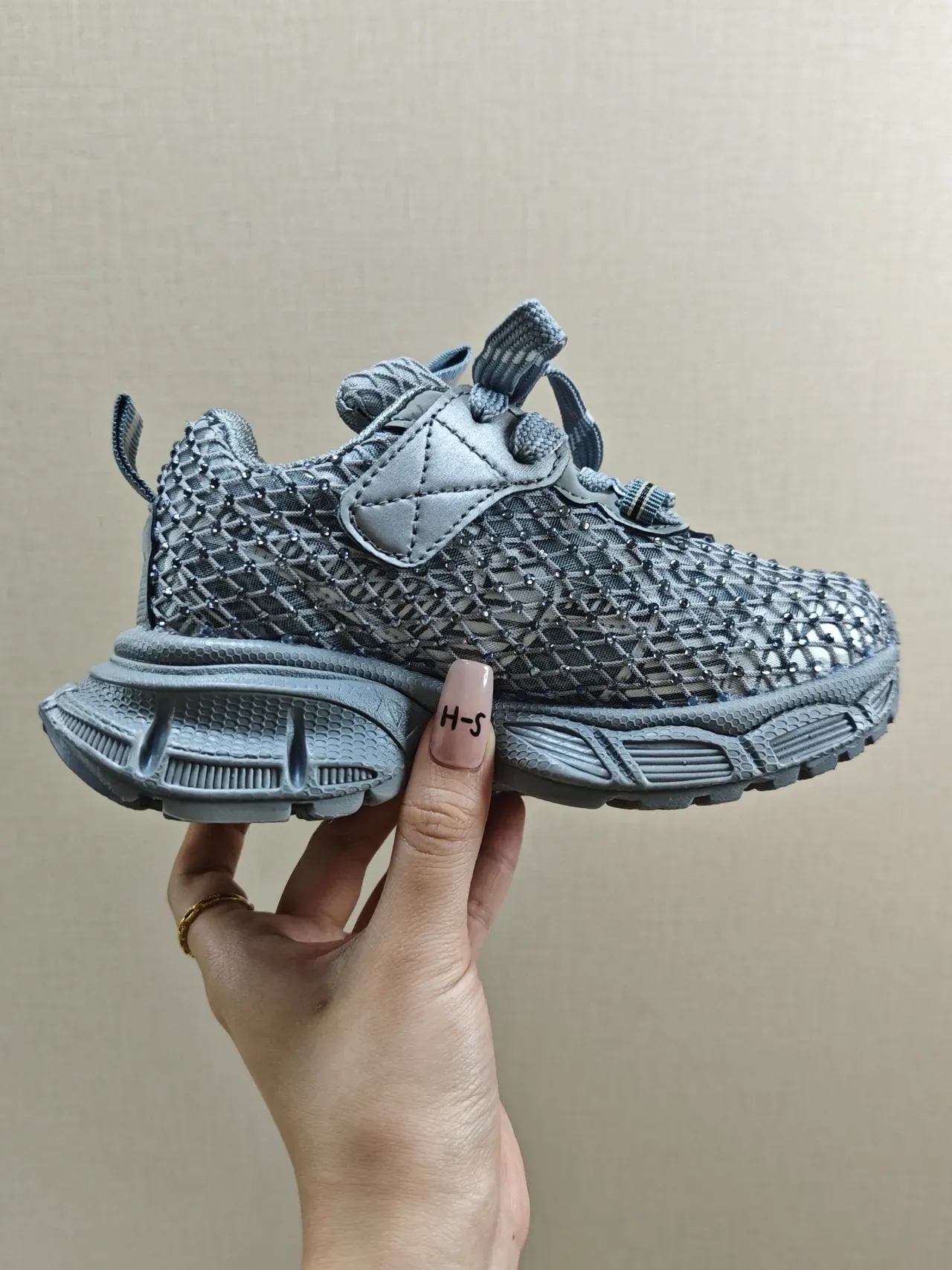 Black Chunky Sole Woven Mesh Upper Sneakers 23