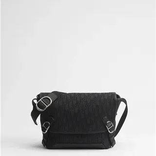 Black Embossed Pattern Messenger Bag