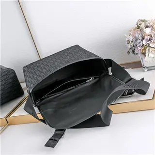 Black Embossed Pattern Messenger Bag 3