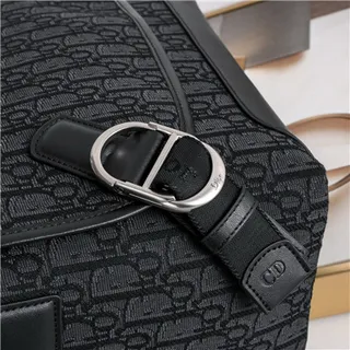 Black Embossed Pattern Messenger Bag 7