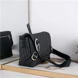 Black Embossed Pattern Messenger Bag 9